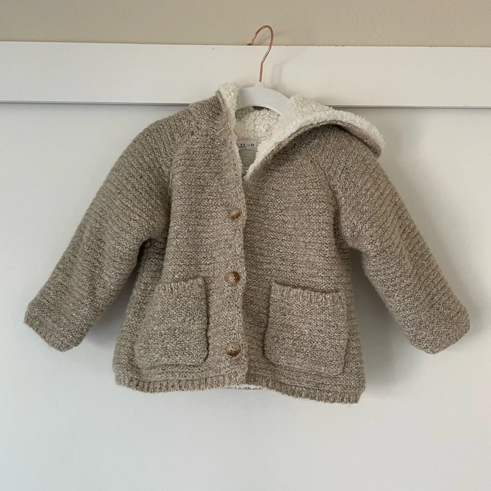 Zara Sherpa Knit Hooded Cardigan - Picture 1 of 3